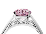 White gold Fancy Pink Round Cut Diamond Solitaire Engagement Ring with Cathedral Setting and Four-Prong Mount_44