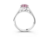 White gold Fancy Pink Round Cut Diamond Solitaire Engagement Ring with Cathedral Setting and Four-Prong Mount_68