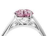 White gold Fancy Pink Round Cut Diamond Solitaire Engagement Ring with Cathedral Setting and Four-Prong Mount_69