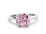 White gold Fancy Pink Round Cut Diamond Solitaire Engagement Ring with Classic Band and Four-Prong Setting_12