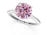 White gold Fancy Pink Round Cut Diamond Solitaire Engagement Ring with Classic Band and Four-Prong Setting_13