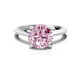 White gold Fancy Pink Round Cut Diamond Solitaire Engagement Ring with Classic Band and Four-Prong Setting_30