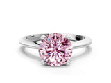 White gold Fancy Pink Round Cut Diamond Solitaire Engagement Ring with Classic Band and Four-Prong Setting_48