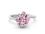 White gold Fancy Pink Round Cut Diamond Solitaire Engagement Ring with Four-Prong Setting and Classic Band_32