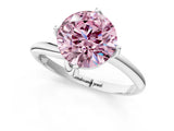 White gold Fancy Pink Round Cut Diamond Solitaire Engagement Ring with Four-Prong Setting and Classic Band_33