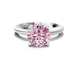 White gold Fancy Pink Round Cut Diamond Solitaire Engagement Ring with Round Band and Four-Prong Setting_197
