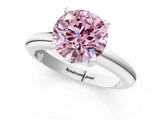 White gold Fancy Pink Round Cut Diamond Solitaire Engagement Ring with Round Band and Four-Prong Setting_198