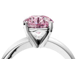 White gold Fancy Pink Round Cut Diamond Solitaire Engagement Ring with Round Band and Four-Prong Setting_201