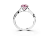 White gold Fancy Pink Round Cut Diamond Solitaire Engagement Ring with Twisted Pavé Band and Four-Prong Setting_100