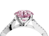 White gold Fancy Pink Round Cut Diamond Solitaire Engagement Ring with Twisted Pavé Band and Four-Prong Setting_101