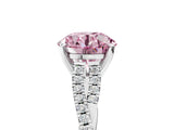 White gold Fancy Pink Round Cut Diamond Solitaire Engagement Ring with Twisted Pavé Band and Four-Prong Setting_104