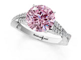 White gold Fancy Pink Round Cut Diamond Solitaire Engagement Ring with Twisted Pavé Band and Four-Prong Setting_98