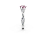 White gold Fancy Pink Round Cut Diamond Solitaire Engagement Ring with Twisted Pavé Band and Four-Prong Setting_99