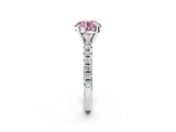 White gold Fancy Pink Round Cut Diamond Solitaire Pavé Engagement Ring with Round Band and Prong Setting_14