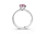 White gold Fancy Pink Round Cut Diamond Solitaire Pavé Engagement Ring with Round Band and Prong Setting_15
