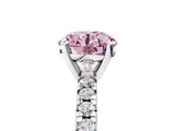 White gold Fancy Pink Round Cut Diamond Solitaire Pavé Engagement Ring with Round Band and Prong Setting_17