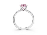 White gold Fancy Pink Round Cut Diamond Solitaire Pavé Engagement Ring with Round Band and Prong Setting_81