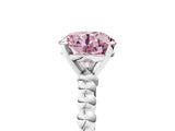 White gold Fancy Pink Round Cut Diamond Solitaire Ring with Beaded Band and Prong Setting_100