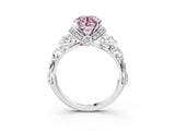 White gold Fancy Pink Round Cut Diamond Solitaire Ring with Filigree Band and Four-Prong Setting_20