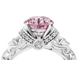 White gold Fancy Pink Round Cut Diamond Solitaire Ring with Filigree Band and Four-Prong Setting_21