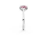 White gold Fancy Pink Round Cut Diamond Solitaire Ring with Flower Prong Setting and Classic Band_15