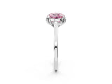White gold Fancy Pink Round Cut Diamond Solitaire Ring with Flower Prong Setting and Classic Band_2