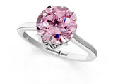 White gold Fancy Pink Round Cut Diamond Solitaire Ring with Flower Prong Setting and Classic Band_50