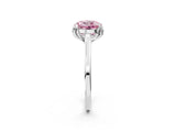 White gold Fancy Pink Round Cut Diamond Solitaire Ring with Flower Prong Setting and Classic Band_54