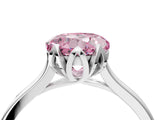White gold Fancy Pink Round Cut Diamond Solitaire Ring with Flower Prong Setting and Classic Band_56
