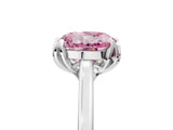 White gold Fancy Pink Round Cut Diamond Solitaire Ring with Flower Prong Setting and Classic Band_5