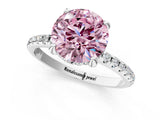 White gold Fancy Pink Round Cut Diamond Solitaire Ring with Four-Prong Setting and Pavé Band_16