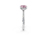 White gold Fancy Pink Round Cut Diamond Solitaire Ring with Four-Prong Setting and Pavé Band_17