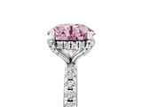 White gold Fancy Pink Round Cut Diamond Solitaire Ring with Four-Prong Setting and Pavé Band_20