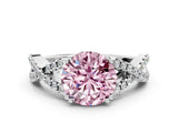 White gold Fancy Pink Round Cut Diamond Solitaire Ring with Four-Prong Setting and Twisted Pavé Band_17