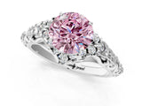 White gold Fancy Pink Round Cut Diamond Solitaire Ring with Hidden Halo and Pavé Band_40