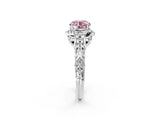 White gold Fancy Pink Round Cut Diamond Solitaire Ring with Hidden Halo and Pavé Band_41