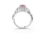 White gold Fancy Pink Round Cut Diamond Solitaire Ring with Hidden Halo and Pavé Band_42