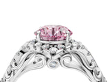 White gold Fancy Pink Round Cut Diamond Solitaire Ring with Hidden Halo and Pavé Band_43