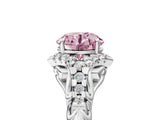 White gold Fancy Pink Round Cut Diamond Solitaire Ring with Hidden Halo and Pavé Band_44