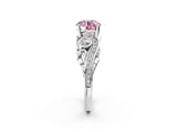 White gold Fancy Pink Round Cut Diamond Solitaire Ring with Milgrain Pavé Band and Four-Prong Setting_55