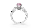 White gold Fancy Pink Round Cut Diamond Solitaire Ring with Milgrain Pavé Band and Four-Prong Setting_56