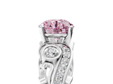 White gold Fancy Pink Round Cut Diamond Solitaire Ring with Milgrain Pavé Band and Four-Prong Setting_58