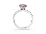 White gold Fancy Pink Round Cut Diamond Solitaire Ring with Pavé Band and Four-Prong Setting_32