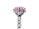 White gold Fancy Pink Round Cut Diamond Solitaire Ring with Pavé Band and Four-Prong Setting_34