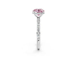 White gold Fancy Pink Round Cut Diamond Solitaire Ring with Pavé Band and Hidden Halo_29