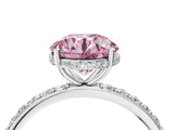 White gold Fancy Pink Round Cut Diamond Solitaire Ring with Pavé Band and Hidden Halo_31