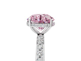 White gold Fancy Pink Round Cut Diamond Solitaire Ring with Pavé Band and Hidden Halo_32