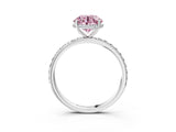 White gold Fancy Pink Round Cut Diamond Solitaire Ring with Pavé Band and Hidden Halo_34