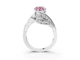 White gold Fancy Pink Round Cut Diamond Solitaire Ring with Prong Setting and Twisted Pavé Band_15