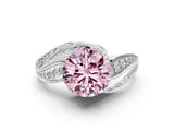 White gold Fancy Pink Round Cut Diamond Solitaire Ring with Prong Setting and Twisted Pavé Band_24